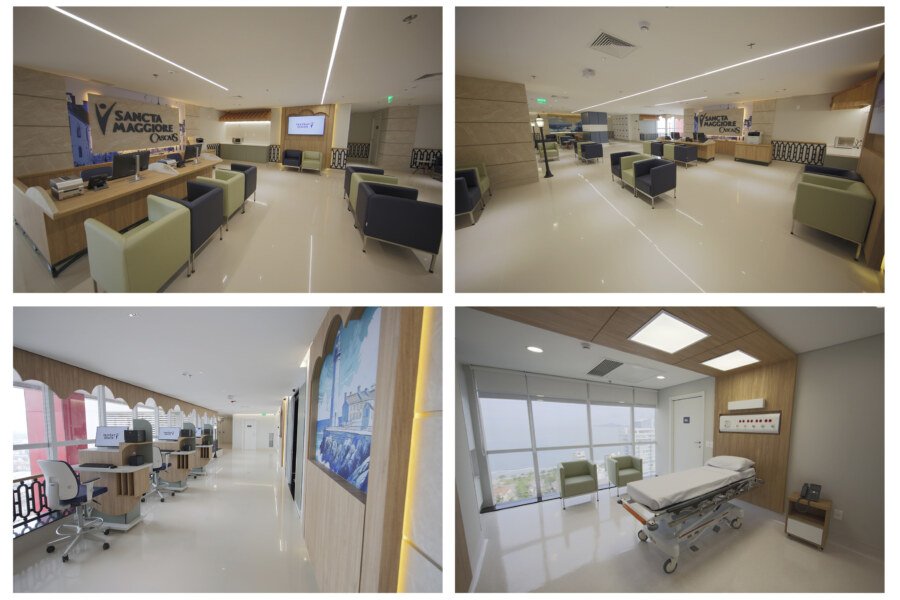 Ambientes internos do Hospital Dia Sancta Maggiore Cascais em Santos